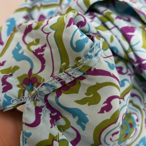 Victoria secret silk long sleeve V-neck tunic top women’s xs cover up blue print - Picture 10 of 10